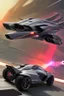 Placeholder: A combination of ultra-advanced car and crazy Max fighter, super sporty, with color and nano technology An advanced motorcycle with four wheels and a turbo jet in the back with rockets and machine guns,At war with humans