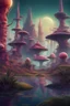 Placeholder: Amazing futuristic exotic swamp paradise resort on a spectacular alien world landscape, swampboat, colorful illuminated swamp geysers, mountains, strange colorful atmosphere, worm-like creatures roaming, Surreal Digital Illustration, dreamlike, otherworldly, surrealist techniques, unique, ultra-detailed, digital art, abstract but representational, Adobe Photoshop, inspired, artistic, award-winning