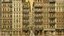 Placeholder: Frontal urban street scene. The setting is a bustling city block with several tall multi-story brownstone buildings in a muted beige color. Each building has a combination of fire escapes, balconies, and windows, some of which are open, revealing people peering out or engaging in various activities. In the foreground, a person rides an old-fashioned yellow bicycle. The street is paved with cobblestones. The drawing captures the essence of a bygone era emphasizing the warmth and community of city