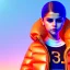 Placeholder: 3d render, Selena Gomez toddler, full body, orange puffer jacket, dramatic lighting, volumetric lighting, concert background, hyper realistic, unreal engine 5, 8k, UHD,