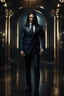 Placeholder: Portrait of a 35 year old Olive skinned muscular evil male with long dark hair, wearing an expensive suit, photorealistic, 4k, fantasy