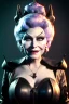 Placeholder: Mae West as evil queen in black leather, leather, busty, cleavage, angry, stern look. character design by cory loftis, fenghua zhong, ryohei hase, ismail inceoglu and ruan jia. unreal engine 5, artistic lighting, highly detailed, photorealistic, fantasy