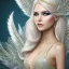 Placeholder: fantasy fairy with wings, smiling, make up, long platinum blond hair