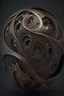 Placeholder: Intricate planet design, bronze metallic, dark and moody