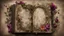 Placeholder: ancient spellbook, cover made from flowers, vines, tattered, loose pages