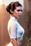 Placeholder: hyper realist, hyper detailed, stunningly beautiful Princess Leia, athletic realistic body, by greg rutkowski, magali villeneuve, artgerm, wlop, rossdraws, concept art, digital painting