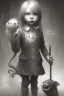 Placeholder: cute girl and litlle monster,Style John Kenn Mortensen,