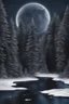 Placeholder: Winter Night, shades of blue, dark, moonlight forest