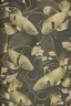 Placeholder: art deco pattern with koi fish in black and gold