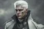 Placeholder: A white masculine human with medium white hair. A Lot of Battle Scars. Full body. Black Military Outfit. HD