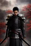 Placeholder: Detailed young samurai man, black hair, black leather armor, intricate details, full body portrait, keep head in frame, black Japanese motif, concept art, highly detailed, digital painting, concept art, sharp focus, illustration, HDR, octane render