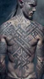 Placeholder: warrior with runes carved in his skin