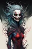 Placeholder: highly detailed full color concept illustration of ravenous female banshee character , maximalist, sharp focus, highest resolution, in the styles of Alex Pardee, Denis Forkas , and Masahiro Ito, boldly inked, 8k, coarse, gritty textures