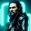 Placeholder: Actor, jason momoa, blade runner style, rain, fog, neon ambient, gradient color, clean skin, circuits, latex coat, cyber punk, neon, tubes, portrait, photo studio, unreal engine 5, smooth color, 16 bit, god lights, ray tracing, RTX, lumen lighting, ultra deatail, volumetric lighting, 3d, finely drawn, hd.