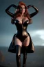 Placeholder: Raquel Welch as evil queen in black leather gown, angry, busty, curvey, cleavage, unreal 5, octane render, cinema4d, dynamic lighting, dramatic lighting, 4k, redshift render, highly detailed, hyper realistic