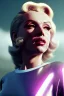 Placeholder: Ultra Realistic retro sci-fi scene, portrait, blonde woman, sweet young Marilyn Monroe face, perfect iris, tight latex coat, Strange planet background, Retro sci-fi style helmet, plants, birds, fog, rain, soft color, highly detailed, unreal engine 5, ray tracing, RTX, lumen lighting, ultra detail, volumetric lighting, 3d, finely drawn, high definition, high resolution.
