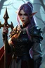 Placeholder: dnd character art of elf cleric, female, high resolution cgi, 4k, unreal engine 6, high detail, cinematic, concept art, thematic background, well framed, only armor on chest