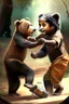 Placeholder: Akash and Arjun playing together across the bear