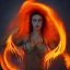 Placeholder: woman made of fire, fire angel, fire clothes, full body portrait, long flowing hair, only wearing bikini made of fire, highly detailed, real life photo, photo quality, extremely detailed, high quality, standing in fire, highly detailed face with makeup