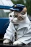 Placeholder: Una gata con piloto blanco bajo la lluvia de dia