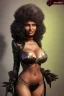 Placeholder: Pam Grier as evil queen in black leather, leather, busty, cleavage, angry, stern look. character design by cory loftis, fenghua zhong, ryohei hase, ismail inceoglu and ruan jia. unreal engine 5, artistic lighting, highly detailed, photorealistic, fantasy