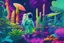 Placeholder: Astonaut in an alien world among colourful plants