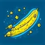 Placeholder: draw cartoon yellow banana as starship flying in space.