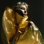 Placeholder: wearing a golden translucent cloth