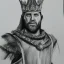 Placeholder: pencil and charcoal portait sketch of king hrothgar in beowulf