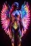 Placeholder: Beautiful Angel body painting neons glowing light in the dark and colorful details