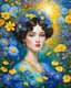 Placeholder: ideal image optimization, the best lush Myosotis sylvatica result, Create stunning summer flowers art combining Gustav Klimt's intricate style with Pierre-Auguste Renoir's vibrant brushstrokes. Use alcohol ink splatter for dynamic elements. Aim for hyper-detailed super realism in 8K, with bright neon colors and gold accents, capturing a radiant summer day. Add an Art Nouveau aesthetic to enhance elegance and sophistication of this award-winning Masterpiece.