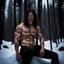 Placeholder: Handsome and muscular 30 year old shirtless mountain man, dark fantasy, snowy forest