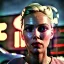 Placeholder: Ultra Realistic retro sci-fi burst Supermarket parking scene, 1960 year, blonde woman, sweet scarlet Johansson face, perfect iris, glow eyes, face makeup, tight latex coat; many panic people looking, Retro sci-fi style, soft color, highly detailed, unreal engine 5, ray tracing, RTX, lumen lighting, ultra detail, volumetric lighting, 3d, finely drawn, high definition, high resolution.