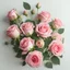 Placeholder: A bouquet of pink roses with delicate green on a light background