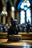 Placeholder: bat cat doll loosing beauty contest in ancient concert hall , photo-realistic, shot on Hasselblad h6d-400c, zeiss prime lens, bokeh like f/0.8, tilt-shift lens 8k, high detail, smooth render, down-light, unreal eng