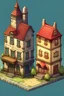 Placeholder: 2d game, city building, small house, big house