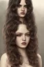 Placeholder: 1970's porno model , cute, big droopy eyes, angelic face with minor blemishes, beautiful, long orange flowing hair, wavy hair, curly hair، black eyes, head and shoulders portrait, cinematic, misty atmosphere, 8k, resolution concept art portrait by Greg Rutkowski, Artgerm, WLOP, Alphonse Mucha dynamic lighting hyperdetailed intricately detailed, bokeh, Stunning 8k ektar film scan