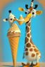 Placeholder: Cartoon character penguin and giraffe eating ice cream