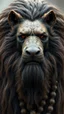 Placeholder: A Hyena with human look face and long hair and beard looks like an ancient Sumerian gods
