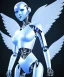 Placeholder: Angel robot, white, dynamic lighting, hyper realistic