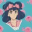 Placeholder: Sailor moon, Beautiful, Fire witch, round face, pale skin, wild curly pink hair, red eyes, pink and red eyeshadow, pink glossy lips, wearing a pink witch, wearing a red crystal necklace