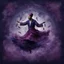 Placeholder: Hyper Realistic Sufi Whirling with Purple & Maroon, Islamic Sufi Rustic Grungy navy-blue Patterned-Background at night with black fog & mini feathers around