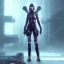 Placeholder: cyberpunk, female ninja, beautiful, full-body