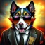 Placeholder: spray paint art,dog mafia boss, run for cover