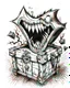 Placeholder: mimic treasure chest with teeth rpg art black and white sketch