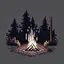 Placeholder: a campfire, calm, peaceful, gentle, pixel art style, only use shades of grey