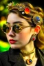 Placeholder: Beautiful of Dutch girl wearing sunglasses with Medieval brooch jewelry., Brooch, gold brooch and diamond, brooches for multiway dresses, decorative jewelry, designed to be attached to garments, decorated with enamel or with gemstones, The best brooch jewelry designs, wildlife as gold brooch design, modern brooches