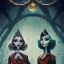 Placeholder: extrem tim burton style of the evil stepsisters, sharp focus, beautiful eyes