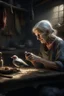 Placeholder: "A an old paints cracked dirty abandoned barn an old woman holding a chicken from the neck in one hand and holding a knife on the other hand on the table , , insanely detailed octane render trending on artstation, 8k artistic photography, photorealistic concept art, soft natural volumetric cinematic perfect light, chiaroscuro, award-winning photograph, masterpiece, oil on canvas, Raphael, Caravaggio, Greg Rutkowski, people, beksinski, Giger
