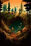 Placeholder: Genera un poster di un film in stile Disney Pixar dal titolo "I Compagni di Merende" dove si vedono uomini che scavano una buca nel bosco